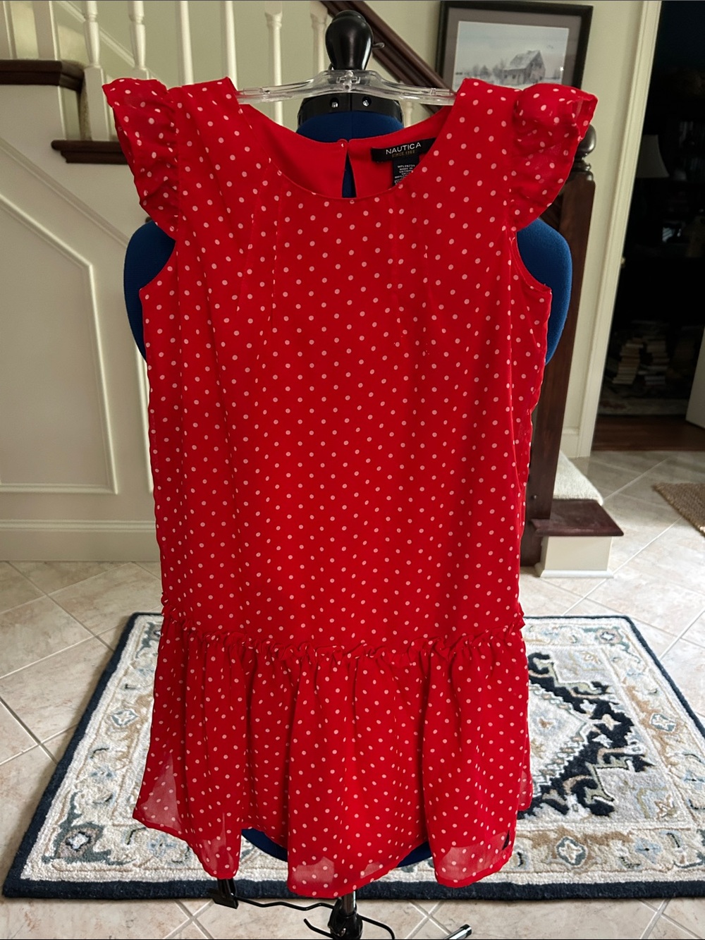 Nautica Red Polka Dot Ruffle Hem Dress - Girls Size 8